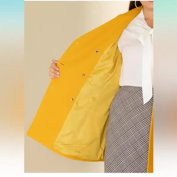 Agnes Orinda Women's Plus Size Notched Lapel Double Breasted Long Coat 4XL - Picture 5 of 6